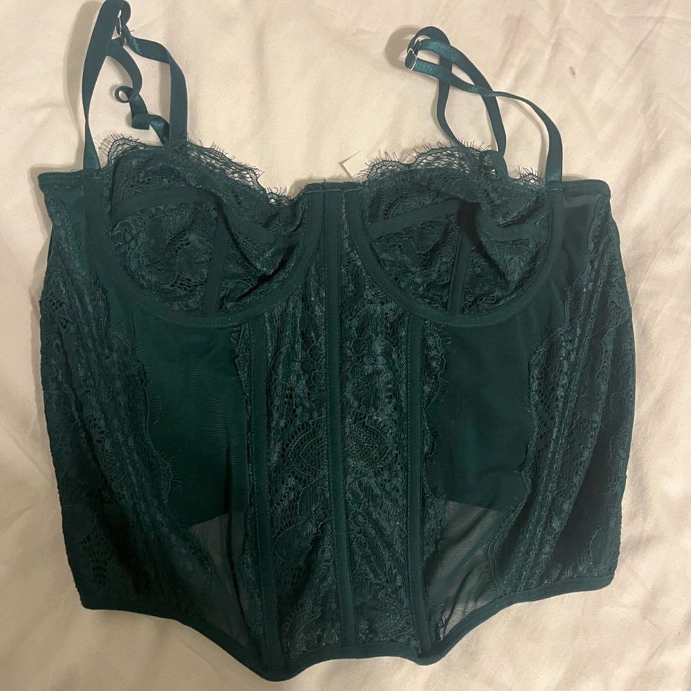 Wynnque Corset Tops For Women Sexy Lace Corset Spaghetti Strap green Size Small